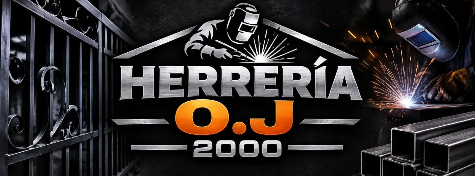 Identidad original de Herrería OJ 2000 con soldador y elementos de acero